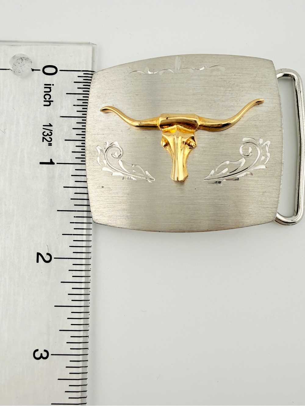 Vintage Anson Two-Tone Longhorn Steer Belt Buckle Western